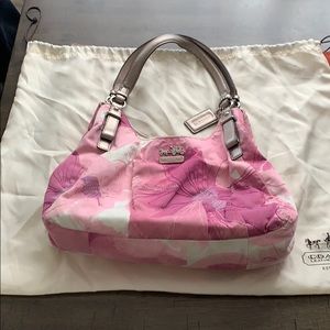 USED COACH Maggie Madison Purse Pink Canvas Tote.